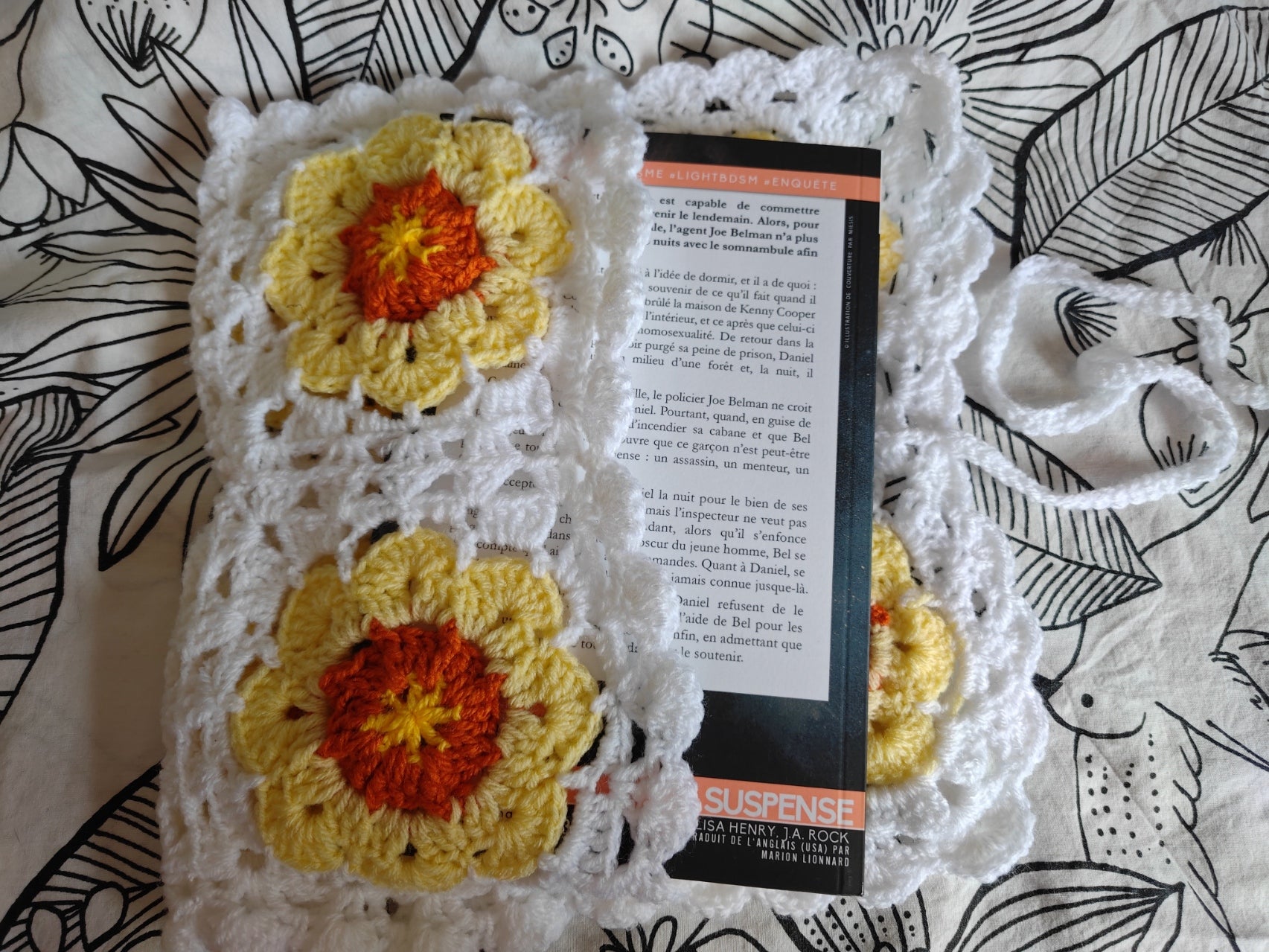 Pochette à livre Granny Square Fleur