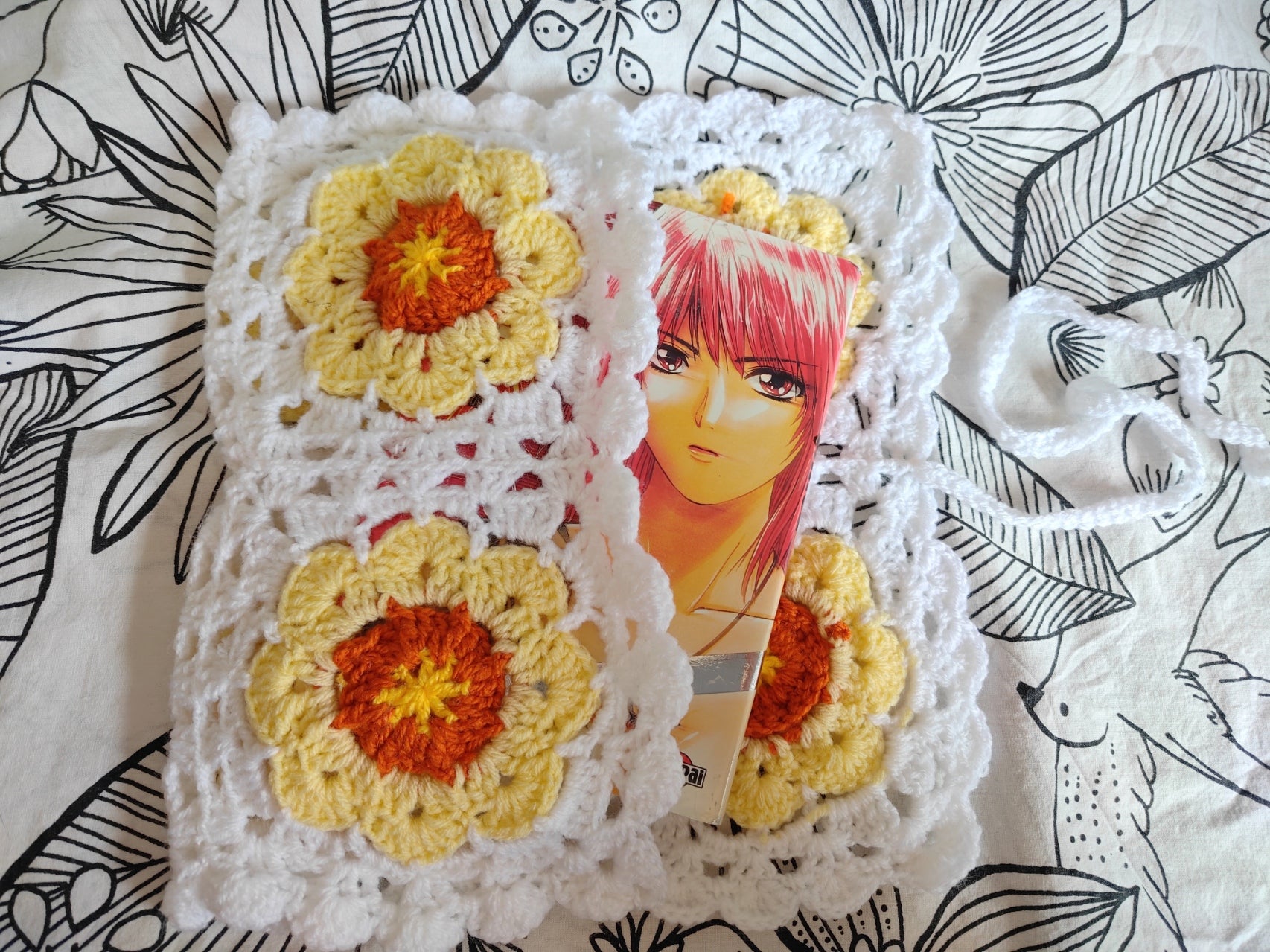 Pochette à livre Granny Square Fleur