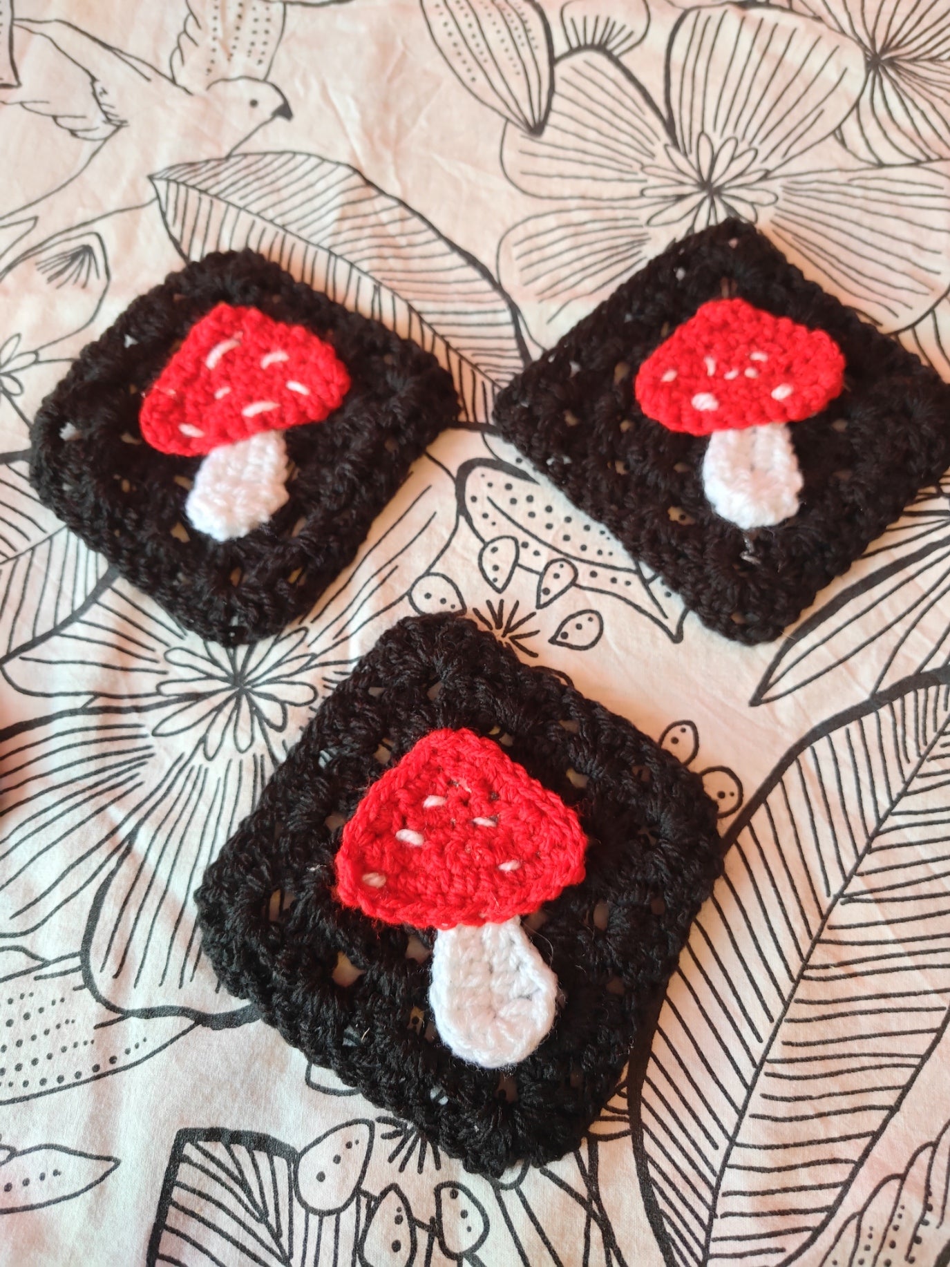 Sous Verres Granny Square champignons