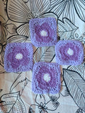 Sous-verres granny square fleur violette
