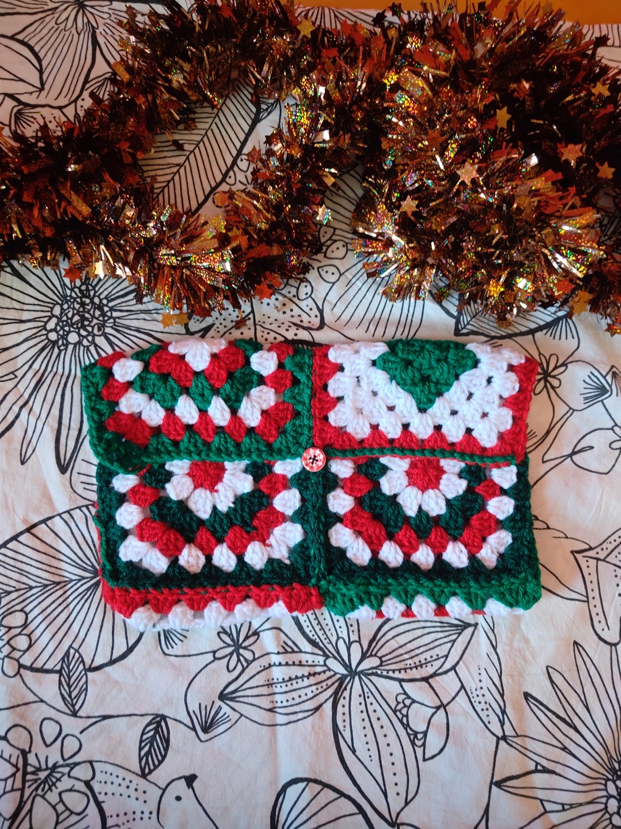 Pochette à livre Noël granny square