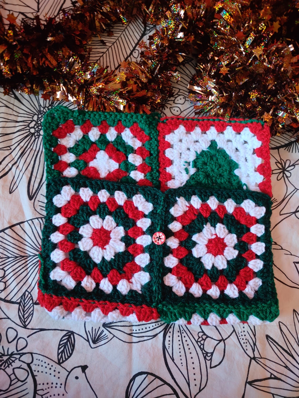 Pochette à livre Noël granny square