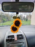 Décoration de rétroviseur Sunflower au crochet
