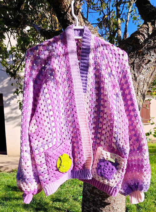 Cardigan-Gilet Laine Hexagonale-Personnalisable